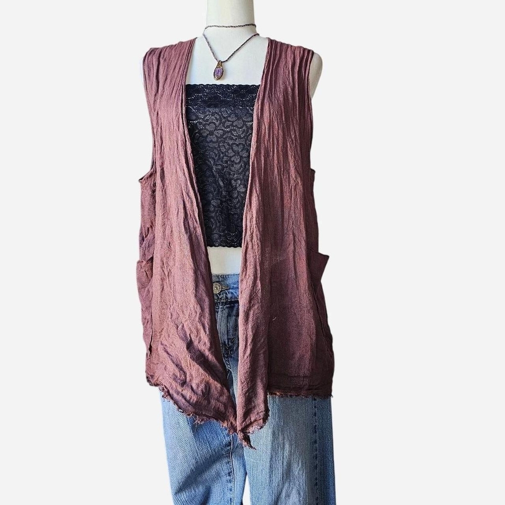 Boho Linen Vest with Oversize Pockets